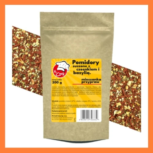 POMIDORY SUSZONE Z CZOSNKIEM I BAZYLIĄ 200G 
